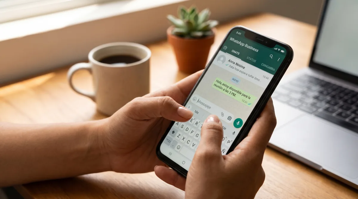 Cliente real escribiendo a WhatsApp Business para agendar cita — la conversación es la nueva interfaz